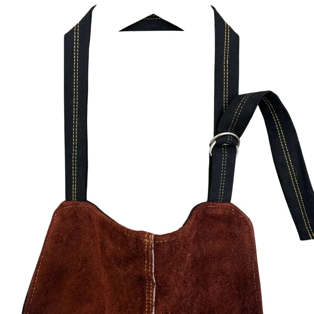 Outset Brown Leather Grill Apron Suede BBQ Smoker Adjustable Pockets Heavy Duty